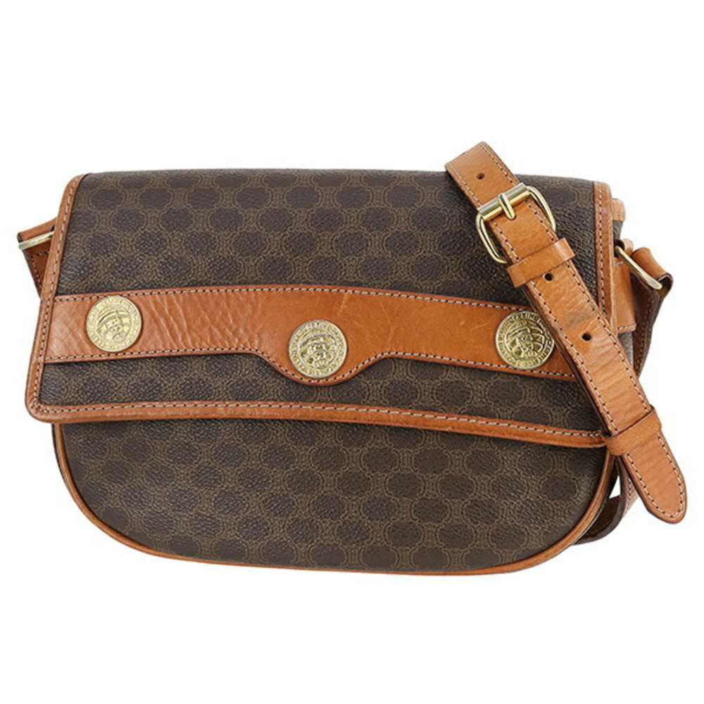 Celine Shoulder Leather Crossbody Canvas Macadam Bag - Picture 2 of 9